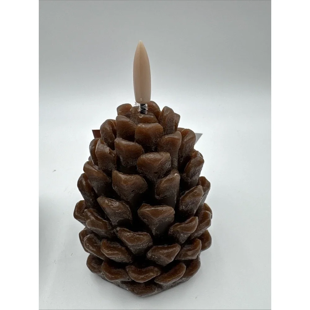 Hobby Lobby Pine Cone LED Candles Timer Flame Fall Set of 2 NEW